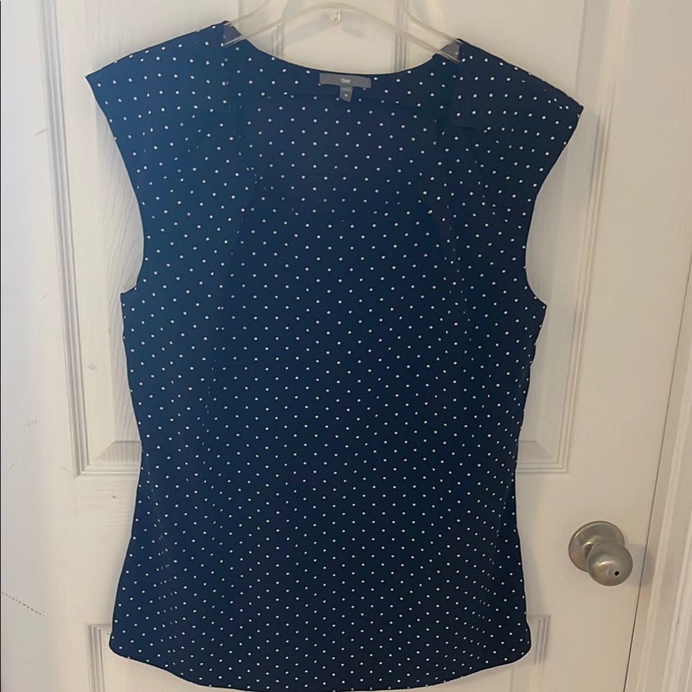 GAP Polka Dot Sleeveless Top - navy blue and white